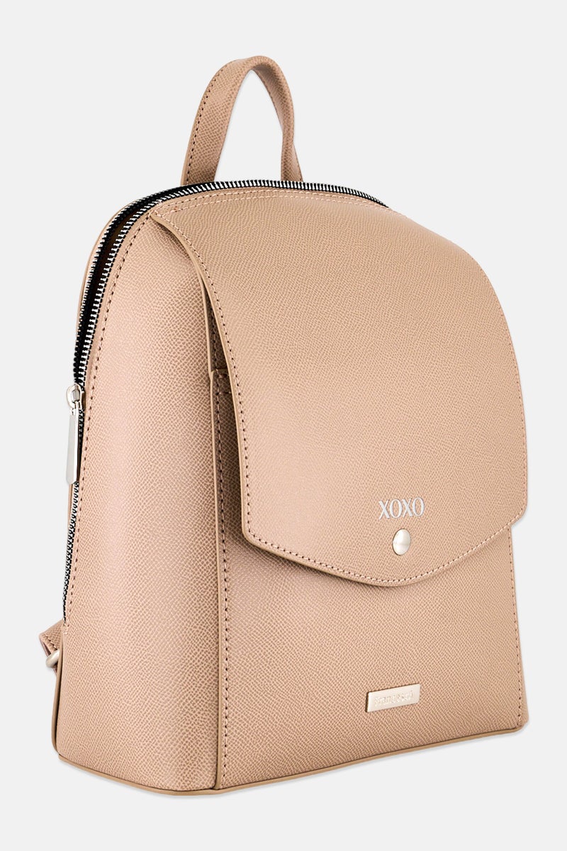 XOXO Women Brand Logo Women Camela Backpack, Dark Tan - Image 3