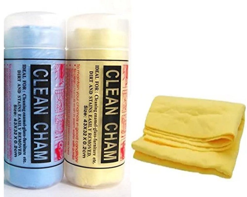 Clean Cham Liquid Absorbing Chamois Microfiber Cloth for Car Bike Cleaning Microfiber Cloth 2 Piece 43 CM x 32 CM - Image 1