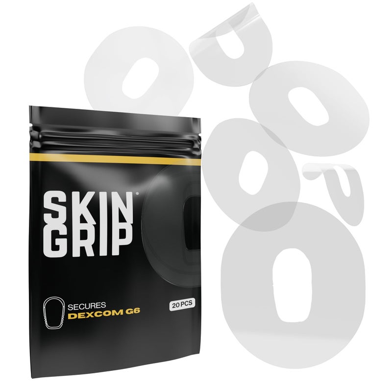 Skin Grip Adhesive Patch Compatible with Dexcom G6 Adhesive Patches Waterproof & Sweatproof with Cutout, Lasts 10-14 Days, Continuous Glucose Monitor Patch, CGM Sensor Cover â€“ 20 Pack, Clear - Image 1