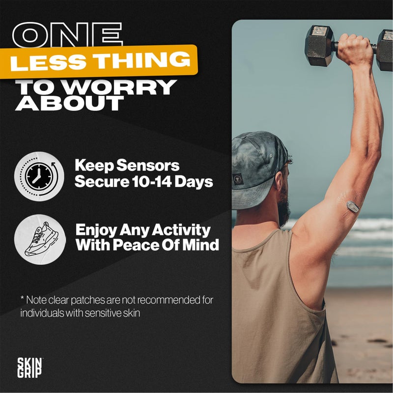 Skin Grip Adhesive Patch Compatible with Dexcom G6 Adhesive Patches Waterproof & Sweatproof with Cutout, Lasts 10-14 Days, Continuous Glucose Monitor Patch, CGM Sensor Cover â€“ 20 Pack, Clear - Image 3