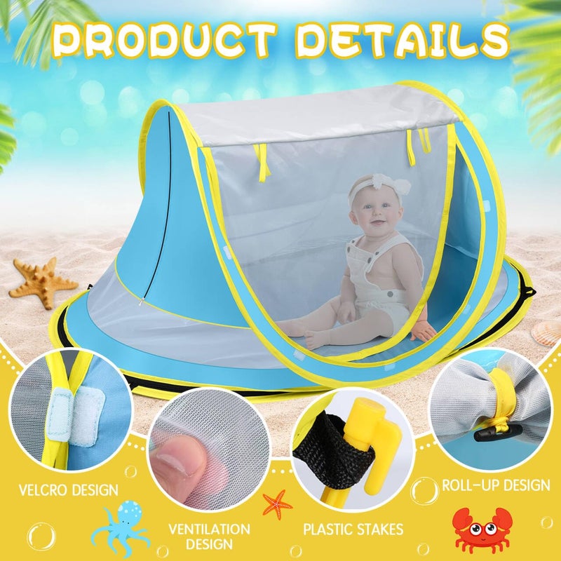 Kapeazo Baby Beach Tent Sun Shade - Portable Pop Up Tent with Mosquito Net, UPF 50+ UV Protection - Image 4