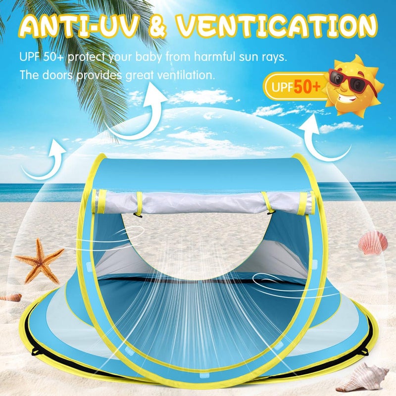 Kapeazo Baby Beach Tent Sun Shade - Portable Pop Up Tent with Mosquito Net, UPF 50+ UV Protection - Image 3
