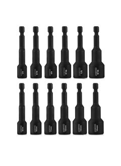 10250A Magnetic Hex Impact Nut Driver Set 12 Piece Driver Bit Set For Drill Cr V Steel 1/4 Inch Quick Change Hex Shank Nutsetters Impact Rated Sae And Metric Master Impact Driver Socket Set