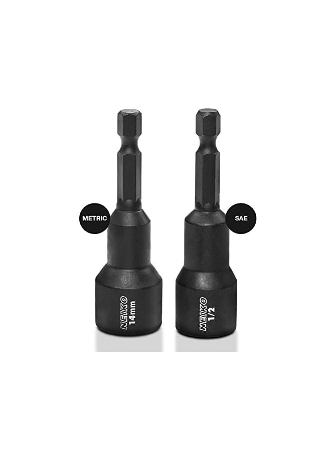 Neiko - 10250A Magnetic Hex Impact Nut Driver Set 12 Piece Driver Bit Set For Drill Cr V Steel 1/4 Inch Quick Change Hex Shank Nutsetters Impact Rated Sae And Metric Master Impact Driver Socket Set - Image 1