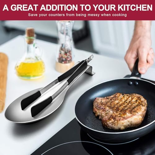 INKULTURE Stainless Steel Spoon Rest for Home & Kitchen, Pack 02 Pcs | Spatula Ladle Holder | Spoon Rest Holder - Image 2