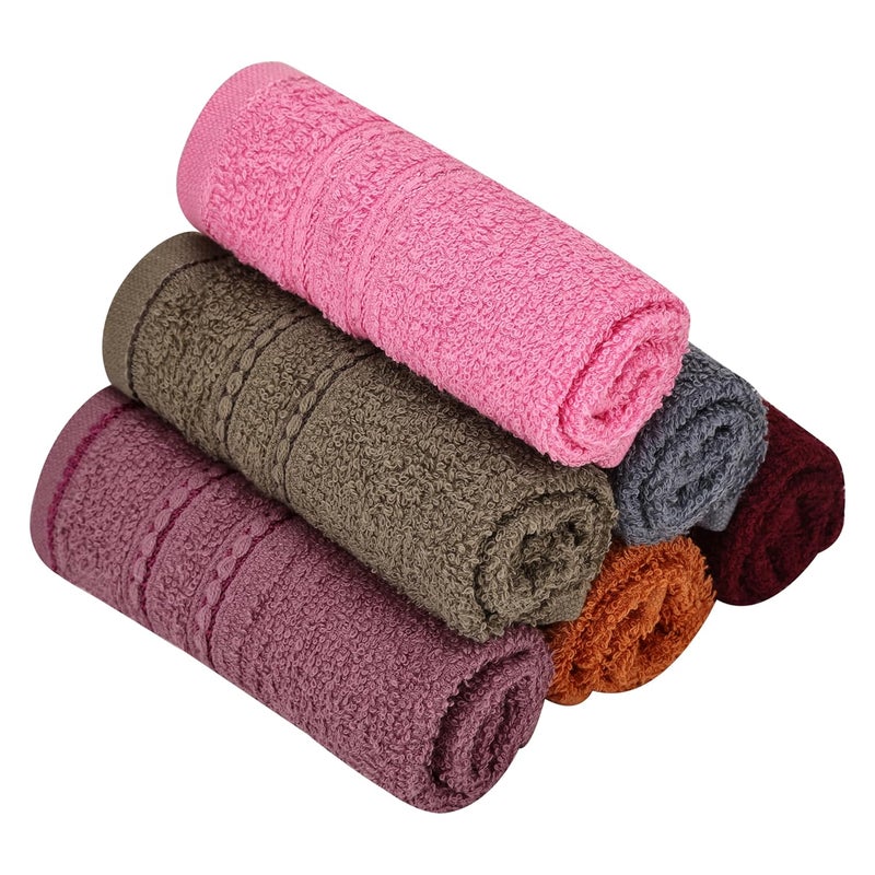 Khillayox Khillayox Cotton 400 GSM Stripe Design Face Towel Ultra Soft Absorbent Quick Dry Towels for Facewash Gym Sports Travel Suitable for Acne Prone Skin Set of 6 25x25 CM Multicolor - Image 2