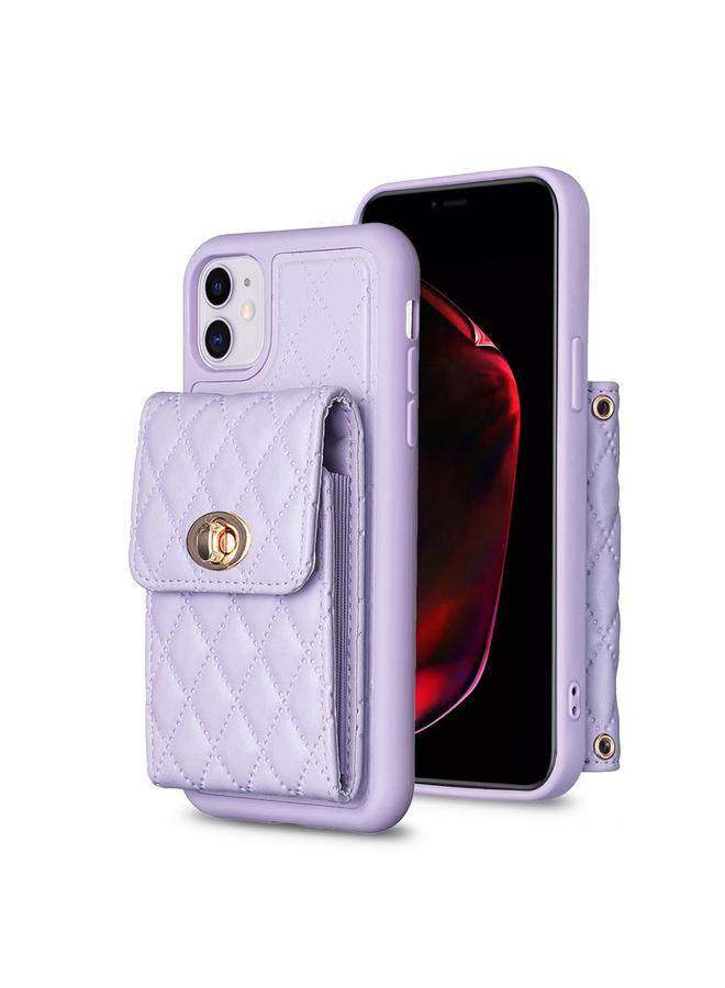 Zaboon Case For iPhone 11 Vertical Metal Buckle Wallet Rhombic Leather Phone Case - Image 1