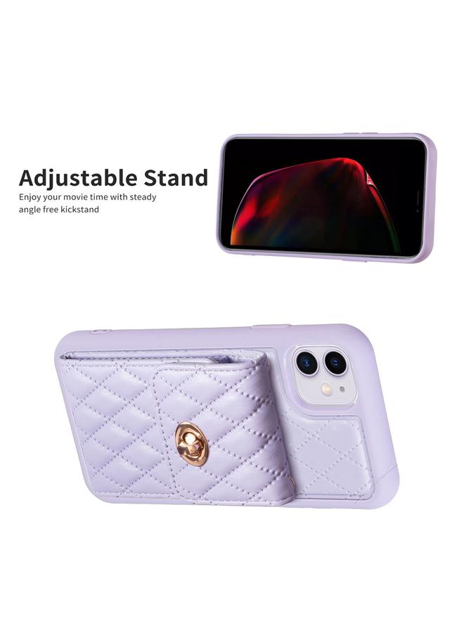 Zaboon Case For iPhone 11 Vertical Metal Buckle Wallet Rhombic Leather Phone Case - Image 5