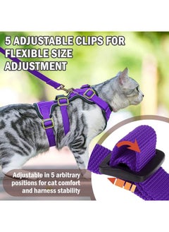 PUPTECK PUPTECK Cat Harness and Leash Set Escape Proof for Walking, Breathable Mash Vest Adjustable Harness for Cats Puppy Small Animals, Reflective at Night, Purple Medium  - Image 5
