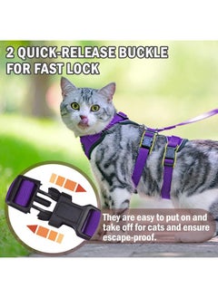 PUPTECK PUPTECK Cat Harness and Leash Set Escape Proof for Walking, Breathable Mash Vest Adjustable Harness for Cats Puppy Small Animals, Reflective at Night, Purple Medium  - Image 4