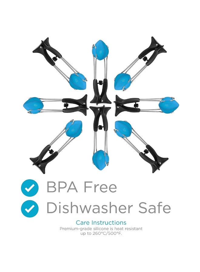 Dreamfarm Teafu, Silicone Long Handle Tea Infuser, Strainer & Tongs with Built-in Stand, Blue - Image 4