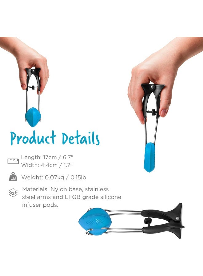 Dreamfarm Teafu, Silicone Long Handle Tea Infuser, Strainer & Tongs with Built-in Stand, Blue - Image 3