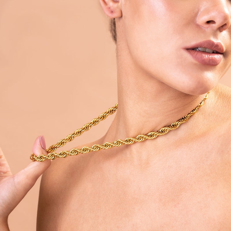 PALMONAS 18k Gold Tone Plated Rebel Rope Chain
 for Women - Image 4