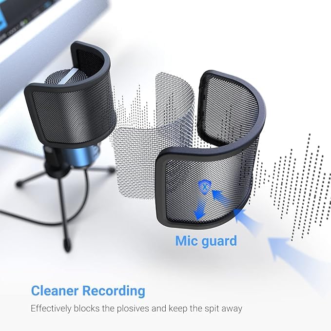 FIFINE Pop Filter Screen, Compact Microphone Pop Shield Windscreen with Metal Mesh for Recording Studio, YouTube Videos, Streaming, Podcast (Black) - Image 4