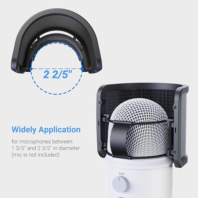 FIFINE Pop Filter Screen, Compact Microphone Pop Shield Windscreen with Metal Mesh for Recording Studio, YouTube Videos, Streaming, Podcast (Black) - Image 5
