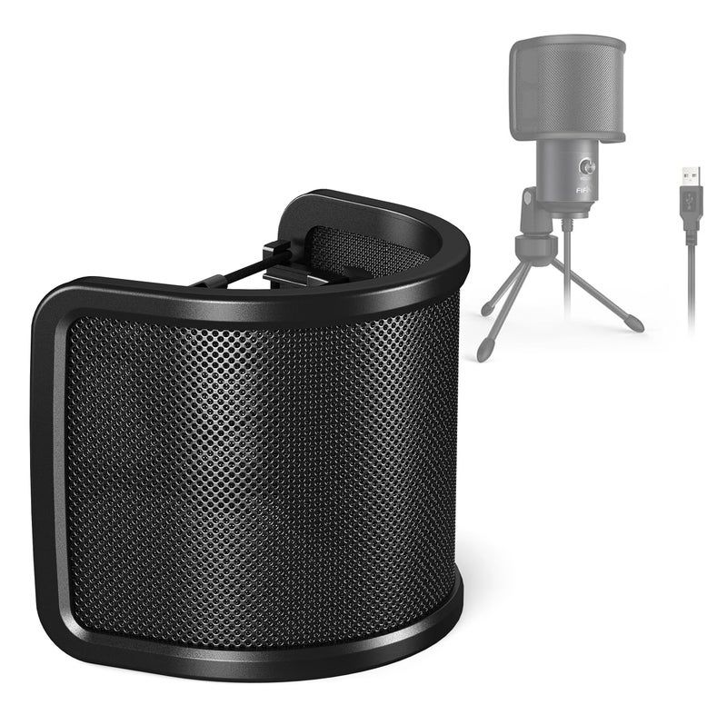 FIFINE Pop Filter Screen, Compact Microphone Pop Shield Windscreen with Metal Mesh for Recording Studio, YouTube Videos, Streaming, Podcast (Black) - Image 1