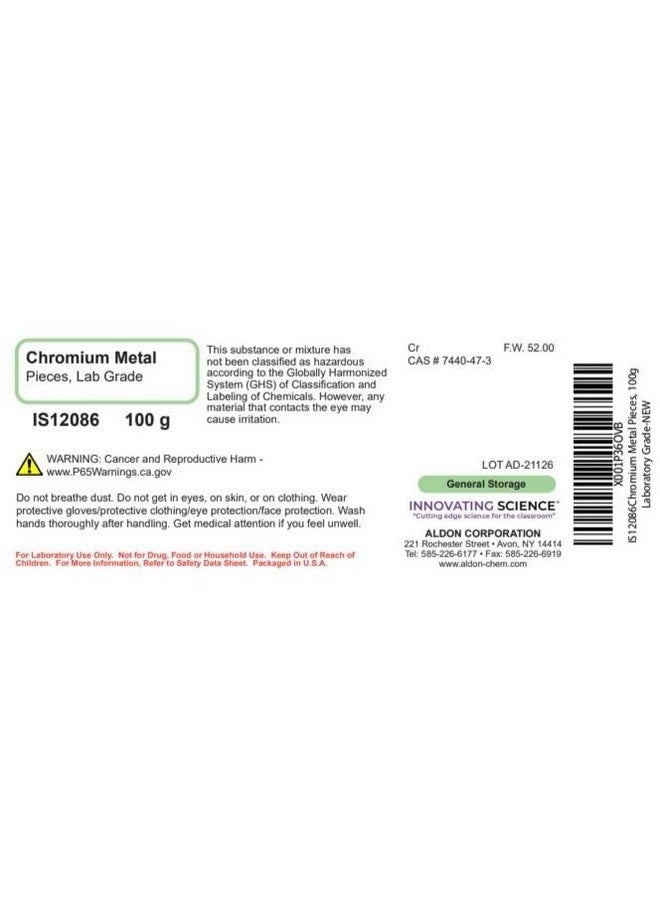 ALDON Innovating Science Chromium Metal Pieces, 100g - Laboratory Grade - Excellent for Chemistry & Biochemistry Experiments - The Curated Chemical Collection - Image 2