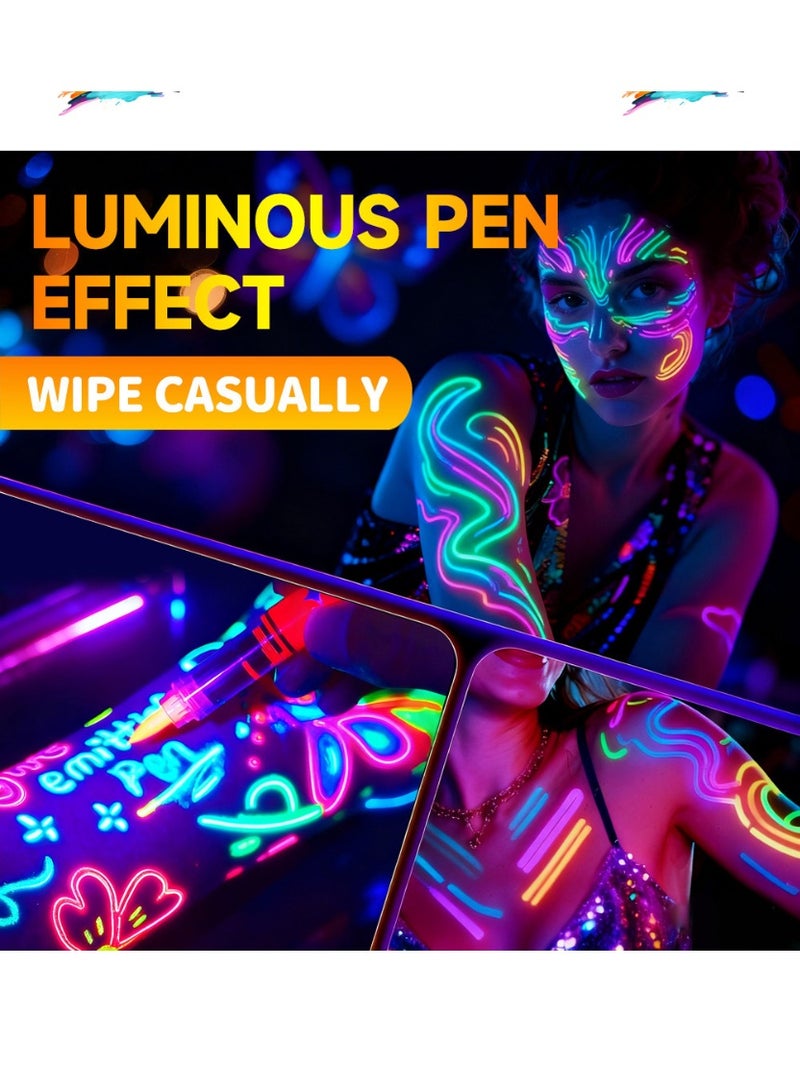 JFYP 8pcs Glow-in-the-Dark Body Painting Pens, Washable Face Painting Makeup Pens, Erasable, Festive Party Glow-in-the-Dark Pens - Image 3