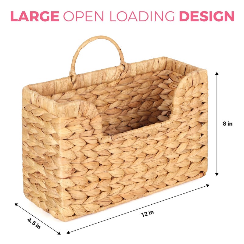 SIEUSALEVN Handwoven Water Hyacinth Wall Magazine Holder - Natural Hanging Organizer for Mail, Newspapers & Magazines, Books & Files - Decorative Boho Storage Basket for Entryway, Bathroom, Living Room, Office. - Image 2