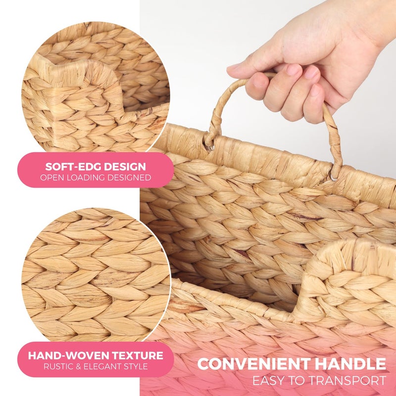 SIEUSALEVN Handwoven Water Hyacinth Wall Magazine Holder - Natural Hanging Organizer for Mail, Newspapers & Magazines, Books & Files - Decorative Boho Storage Basket for Entryway, Bathroom, Living Room, Office. - Image 3