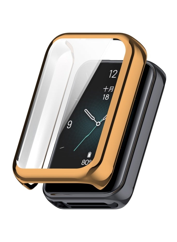 متوافق مع غطاء حماية Huawei Band 9، غطاء حماية كامل من مادة TPU متوافق مع Huawei Band 9 (ذهبي وردي) - Image 1