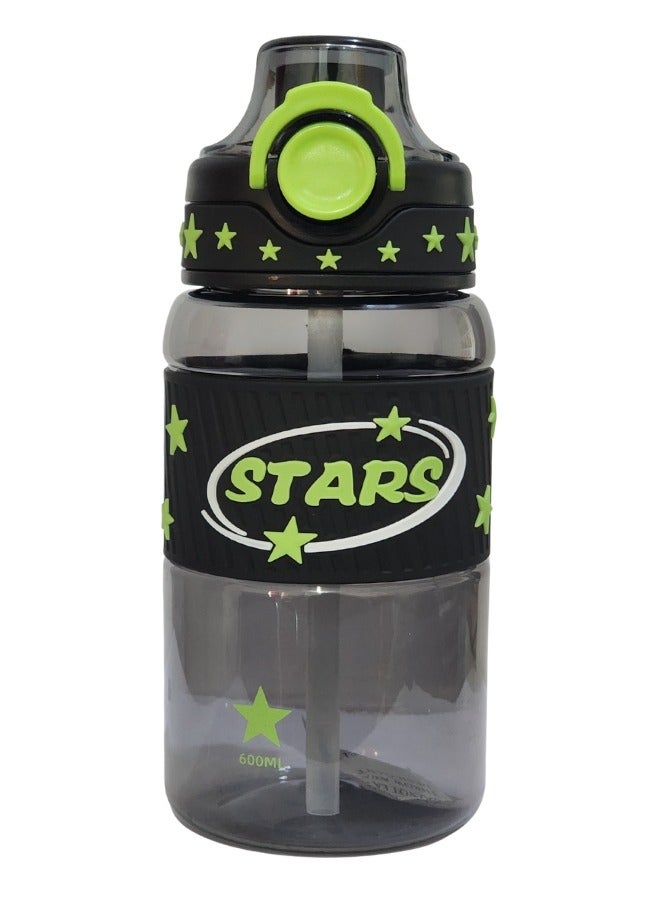 Stars 600ml Healthy Kids Water Bottle Acrylic Children's Cup Portable Kids Water Bottle, Fashion Design Large Capacity BPA Free Water Bottle for School, Shopping, Sports, Travel  - Image 1