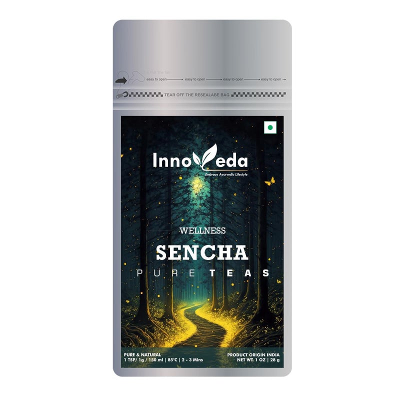 INNOVEDA Sencha Green Energizing Tea, Antioxidants Rich 28 Tea Cups - Image 1