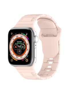 Generic Replacement Strap For Apple Watch SE 2023 40mm Square Buckle Armor Style Silicone Watch Band Light Pink 