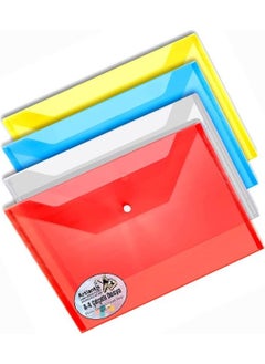 Artlantis A4 Snap Fastener Yellow - Blue - Yellow - White Transparent Colored Envelope File 4 Pieces Snap File 4 Pieces  - Image 1