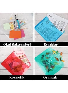 Artlantis A4 Snap Fastener Yellow - Blue - Yellow - White Transparent Colored Envelope File 4 Pieces Snap File 4 Pieces  - Image 3