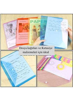Artlantis A4 Snap Fastener Yellow - Blue - Yellow - White Transparent Colored Envelope File 4 Pieces Snap File 4 Pieces  - Image 2