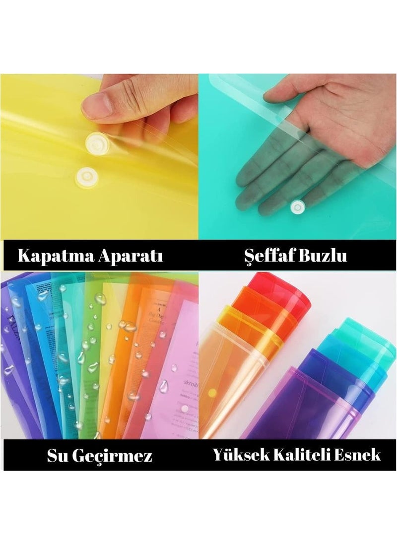 Artlantis - A4 Snap Fastener Yellow - Blue - Yellow - White Transparent Colored Envelope File 4 Pieces Snap File 4 Pieces - Image 1