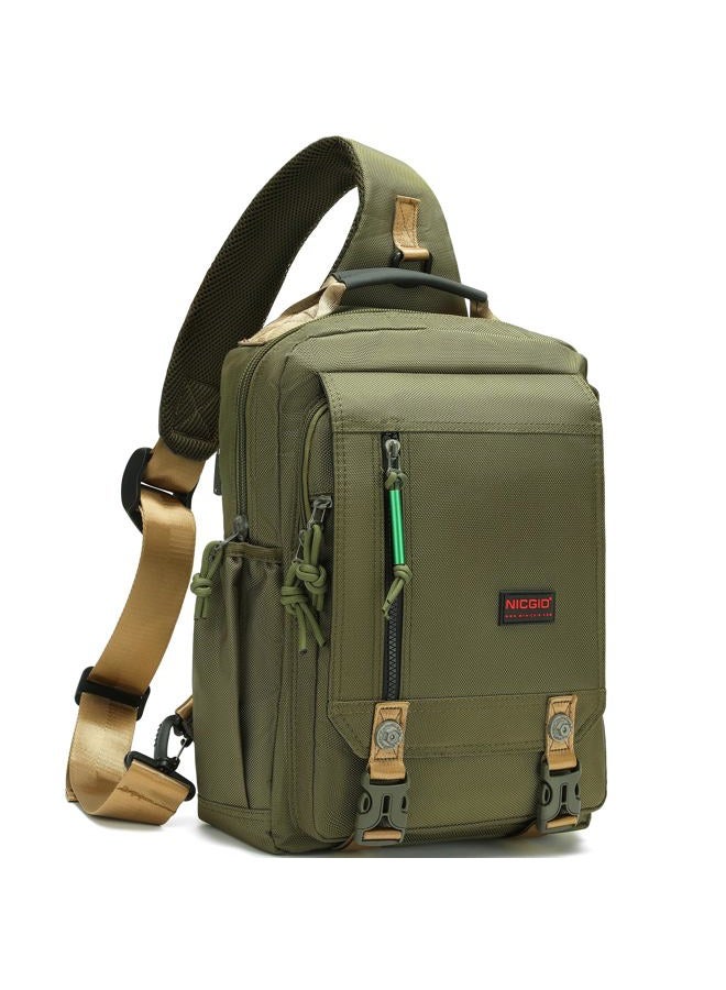 NICGID Sling Bags Chest Shoulder Backpacks, Laptop Backpack Crossbody Messenger Bag Travel Outdoor Men Women, Army Green-1, 13.3 inch, Laptop Backpack - Image 1