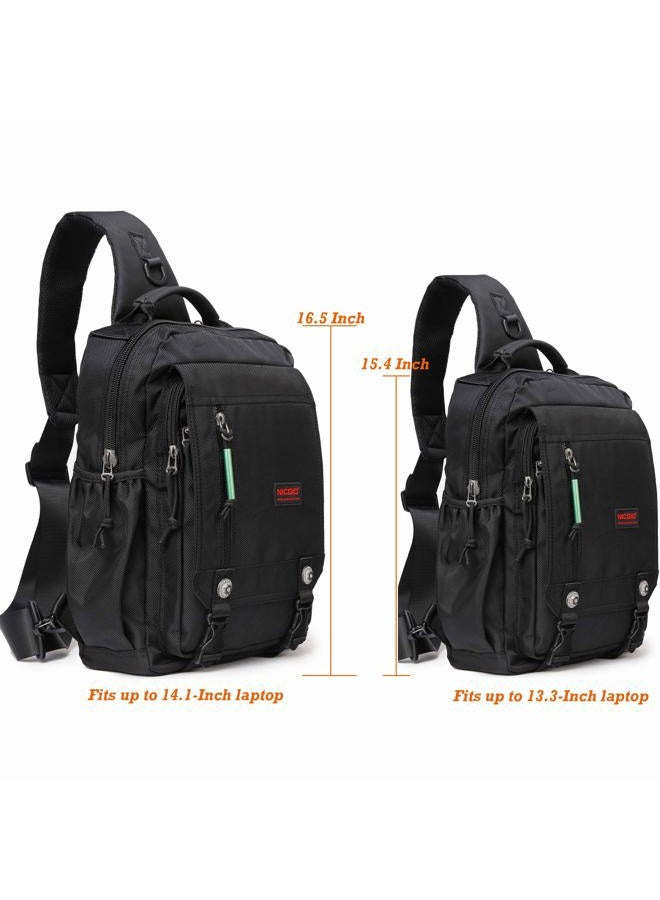 NICGID Sling Bags Chest Shoulder Backpacks, Laptop Backpack Crossbody Messenger Bag Travel Outdoor Men Women, Army Green-1, 13.3 inch, Laptop Backpack - Image 2