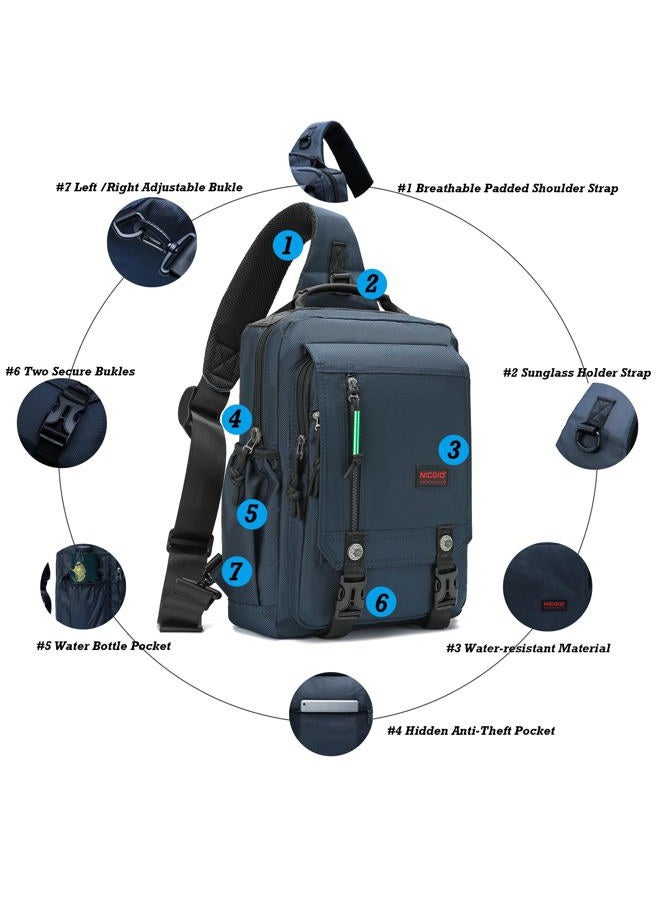 NICGID Sling Bags Chest Shoulder Backpacks, Laptop Backpack Crossbody Messenger Bag Travel Outdoor Men Women, Army Green-1, 13.3 inch, Laptop Backpack - Image 4
