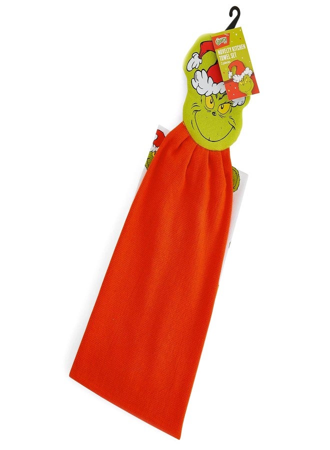 MJC Dr. Seuss The Grinch Towel Set 2-Piece Hanging Novelty Holiday Hand and Dish Kitchen Towels - Image 5