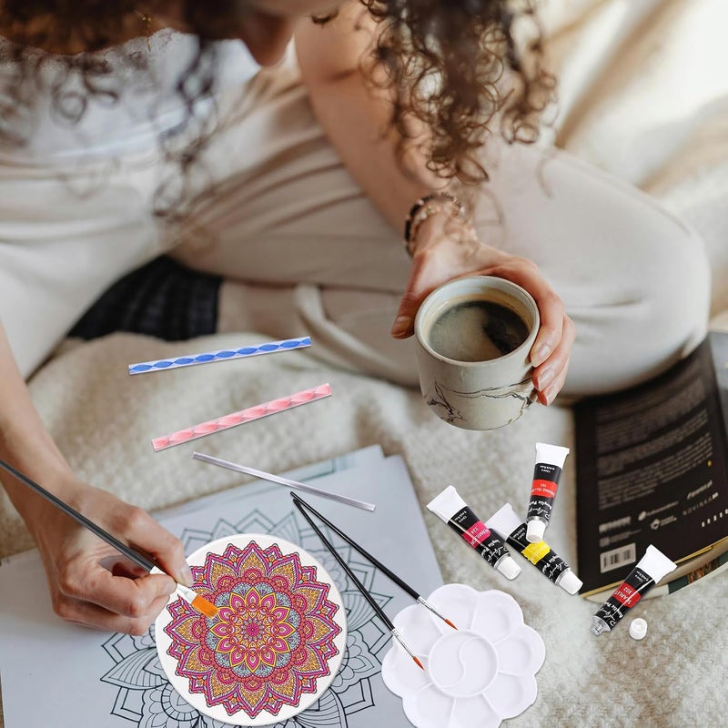 Zopeal 35 Pcs Round Ceramic Tiles for Crafts White 4x4 Unglazed Blank Coasters Craft DIY Art with Dotting Tools Painting Kit with Acrylic Paint for Easter Painting Art Projects Party - Image 5