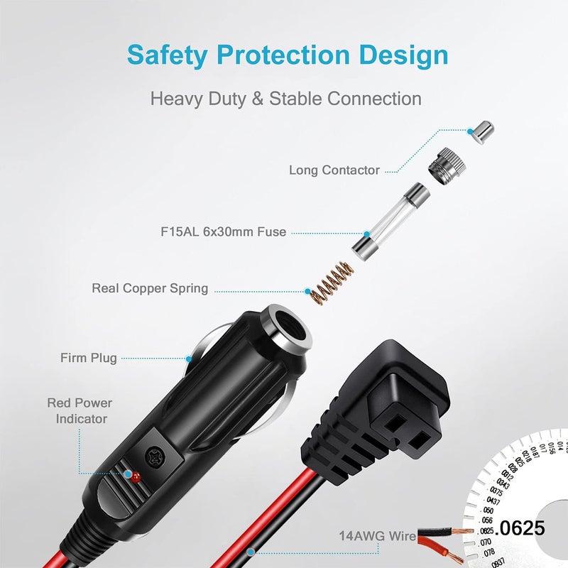 Cllena Car Refrigerator DC Power Cord, 12V/24V Car Fridge Cooler Power Supply Cables for Alpicool, COSTWAY, ARB, ICECO, Setpower, JoyTutus - Image 3