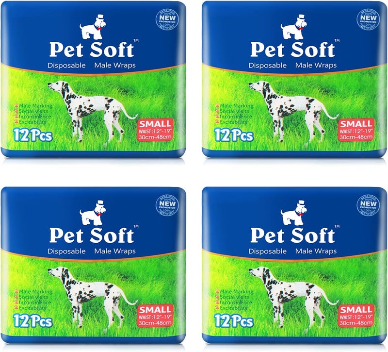 Pet Soft Male Dog Diaper, Disposable Male Diaper, Male Diapers, Super Absorbent and Leak Proof (S, 48) - Image 1