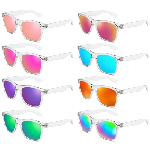 Pibupibu 8 Pack Neon Party Sunglasses Bulk Adult, Colorful Retro 80s Beach Sunglasses for Women Men Party Favors - Image 1