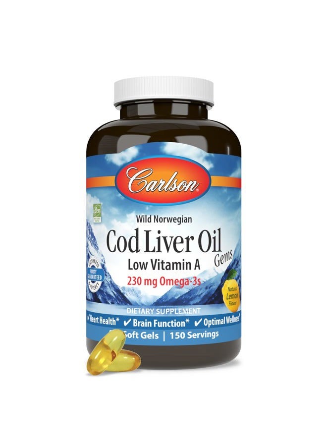 Carlson زيت كبد السمك، جواهر زيت كبد السمك، منخفض في فيتامين أ، نكهة الليمون الطبيعية، 1,000 ملغ، 150 كبسولة لينة - Image 5