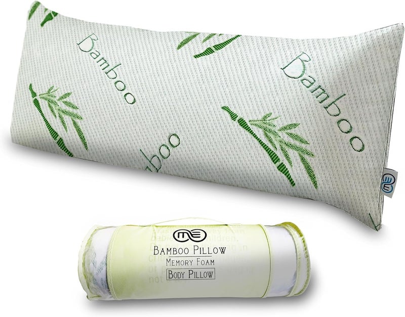 Omeo Full Rayon Bamboo Fiber Pillow Memory Foam Body Pillow for Side Sleeper, Huggable Long Body Pillow for Adults with Washable Pillowcase with Zipper, 20x54 Inch - Image 1