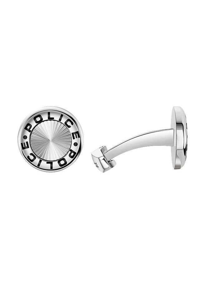 POLICE Rim Full Stainless Steel Gents Cufflinks With Black LogoPEAGC0034602  - Image 1