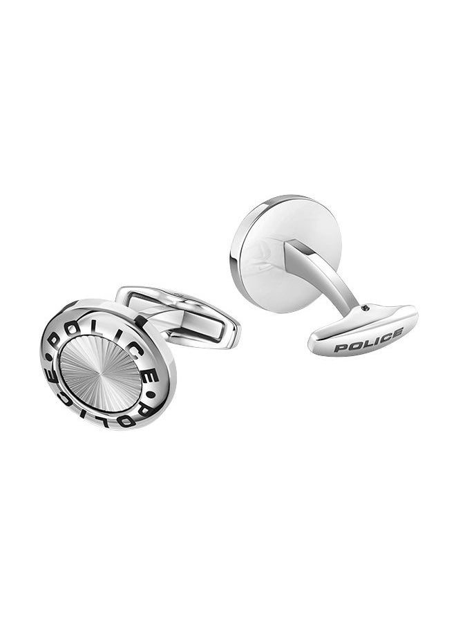 POLICE Rim Full Stainless Steel Gents Cufflinks With Black LogoPEAGC0034602  - Image 3