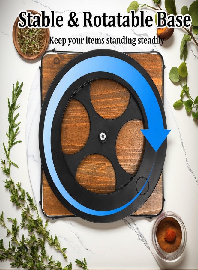WRINGKIT Condiment Caddy with Handle Lazy Susan, 9 Inch Wood Spice Caddy, 360° Turntable Organizer for Cabinet, Kitchen, Condiment Holder for Table, Restaurants, Seasoning Tray - Image 4