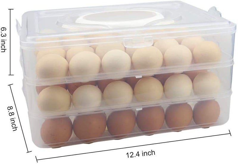 Alokrupswam Alokrupswam 72 Grid Egg Container with Handle Food Organizer Convenient Storage Boxes 3 Layer Storage Box Multicolor  - Image 4
