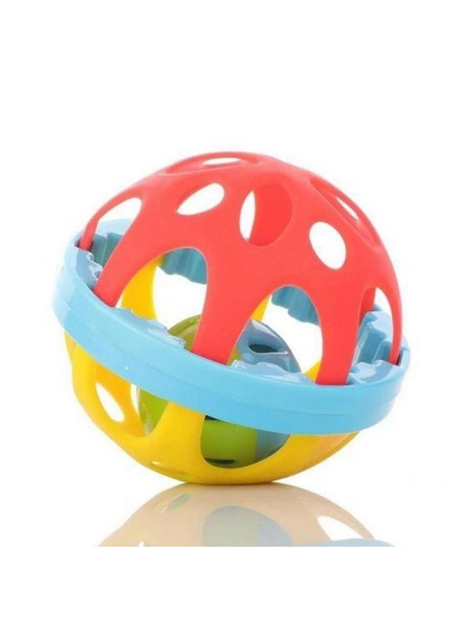 Kids Mandi - Kids Mandi Plastic Colourful Lovely Attractive Baby Ball Shape Rattle & Teether Toys Set of 1 Pcs for Babies, Toddlers, Infants & Children (Multicolour) - Image 1