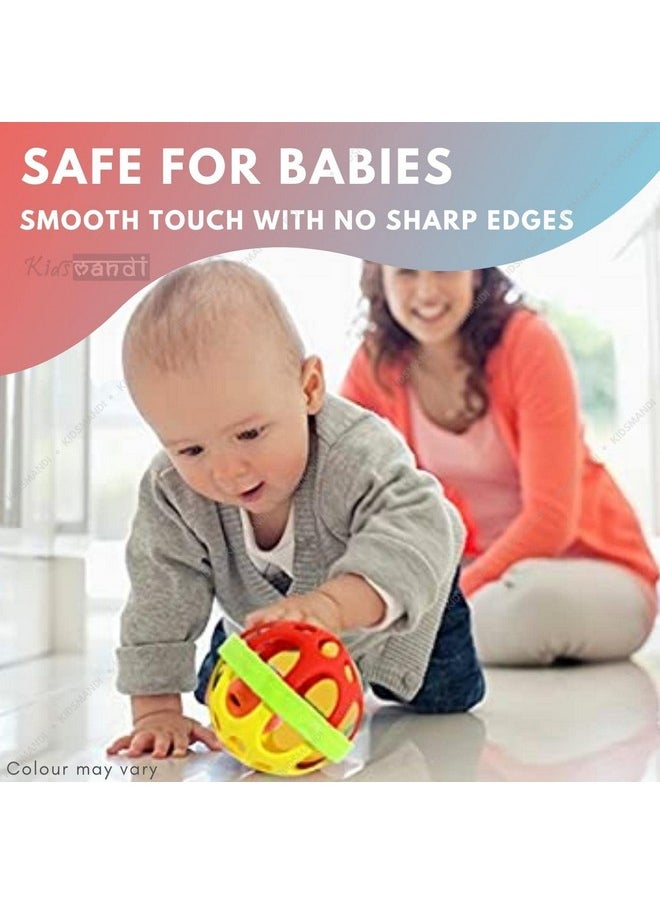 Kids Mandi - Kids Mandi Plastic Colourful Lovely Attractive Baby Ball Shape Rattle & Teether Toys Set of 1 Pcs for Babies, Toddlers, Infants & Children (Multicolour) - Image 1