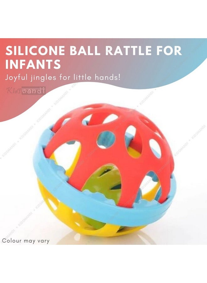 Kids Mandi - Kids Mandi Plastic Colourful Lovely Attractive Baby Ball Shape Rattle & Teether Toys Set of 1 Pcs for Babies, Toddlers, Infants & Children (Multicolour) - Image 1