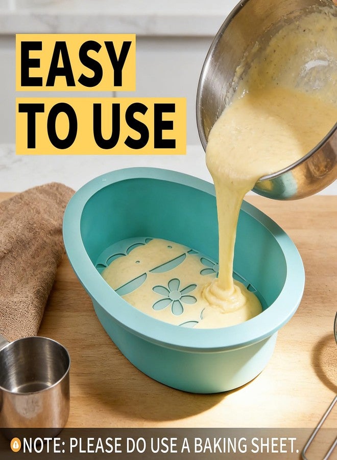 Dootafy Egg Cake Pans, Easter Silicone Egg Chocolate Mold 2 Pack Large Breakable Egg Molds 7 Inch Cake Molds Jumbo Easter Moulds Silicone Chocolate Tray for Easter Baking - Green - Image 4